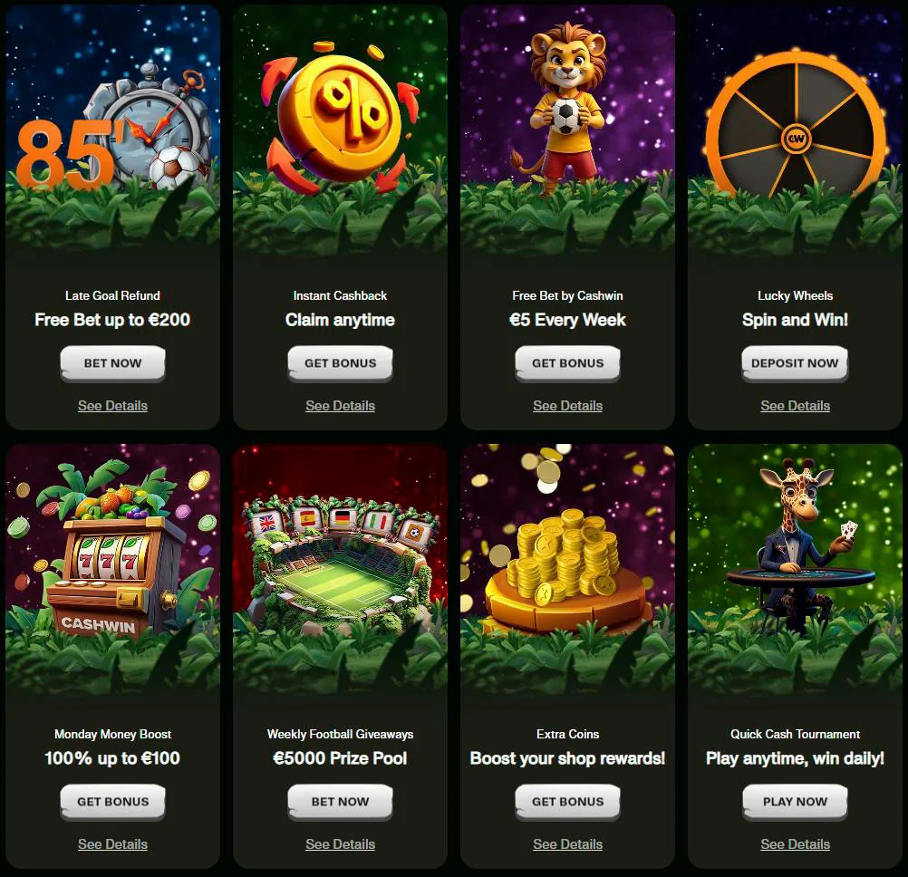 weekly bonus list cashwin casino